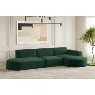 Fun Möbel Ecksofa Designersofa PALMA in Stoff Noel Grün Ottomane Rechts - Grün