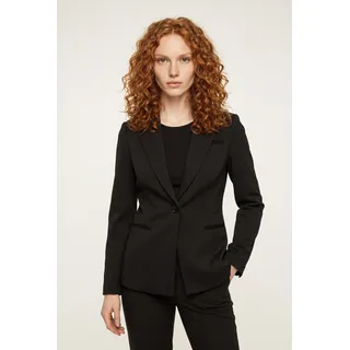 Kurzblazer ONLY "ONLPEACH L/S FIT BLAZER TLR NOOS", Damen, Gr. 34 (XS), grün (schwarz), Web, Obermaterial: 94% Polyester, 6% Elasthan, unifarben, slim fit, V-Ausschnitt, Blazer Kurzblazer