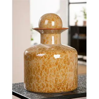 Gilde Deckelvase Mora Keramik Braun, 29 cm Höhe, 21 cm Durchmesser, Dekorative Vase