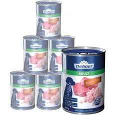 Dehner Premium Hundefutter Adult, Rind und Pute, 6 x 400 g (2400 g)