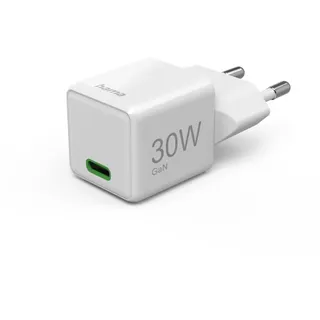 Hama 00201982 hama GaN-Ladeadapter Weiß 30 W, Innenbereich, Steckdose USB-C® Super-Mini-Charger, PD, USB Power Delivery Anzahl Ausg
