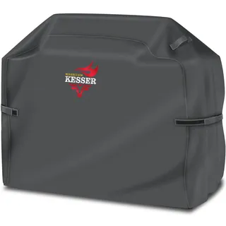 KESSER® Premium BBQ Grillabdeckung Gasgrill Grillhaube Abdeckung Wetterfest - für Weber, Brinkmann, Char Broil Grill Abdeckhaube Schutzhülle | 600D Oxford- Gewebe Reißfest - Grau