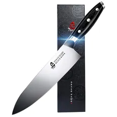 TUO Profi Kochmesser aus Deutschem Edelstahl, 20cm Chefmesser, Scharfes Küchenmesser mit Full Tang Pakkaholz-Griff, Black Hawk Series