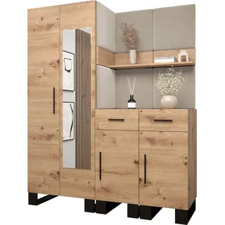 Garderobe ARTIN Set 15 mit gepolsterten Paneelen Industrial Design - Braun