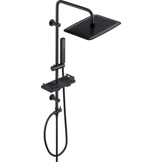 Görbach Regendusche Duschsystem mit Ablage Schwarz 35x25cm