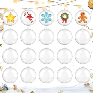 20 Stück Weihnachtskugeln Zum Befüllen,Durchsichtige Weihnachtskugeln,Christbaumkugeln Plastik,Weihnachtskugel Bemalen Foto Kugeln Basteln Durchsichtig,Durchsichtige FüR Gestalten Kinder(S-6CM)