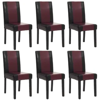 Mendler Esszimmerstuhl Littau Kunstleder schwarz-rot 6er Set
