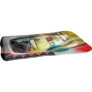 GILDE GLAS art Dekoschale »Confuso 2« handbemalt mit Fusingglas-Elementen, bunt