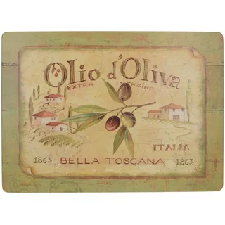 Creative Tops Großes Tischsets 4er Pack, Hochwertige rechteckige Tischsets mit Korkrücken, Olio D Oliva Large Premium Packung 4 Tischsets, je 40cm x 29cm