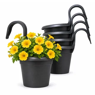 Blumentopf Hängend Plastik Ø 16 cm | 6er Set Hängetopf | Anthrazitgrau