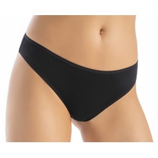 Teyli Damen String Tanga aus Bambus Schwarz XL