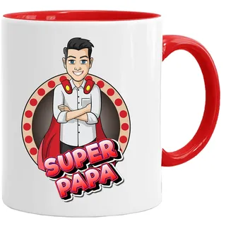 JungleMug – Super Papa Tasse Geschenkidee Vatertag Lustige Tassen Männer Held Papa Becher Geburtstag