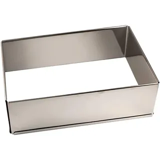 Lares Backform/Backrahmen eckig, extra hoch, in Karton - aus rostfreiem Edelstahl - verstellbare Größe - Made in Germany