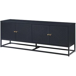 [en.casa] Janakkala TV-Lowboard 153 x 35 x 16 cm Schwarz Metall