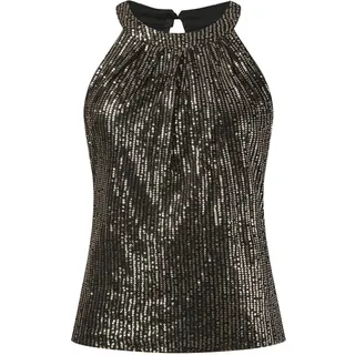 Glitzer Oberteile Damen Ärmellose, Pailletten Tank Top Damen Sexy,Neckholder Bluse Damen Schulterfreies Camisole Tops T Shirt Cocktail Festliche Party Obertei Tanktops & Träger-Tops für Frauen