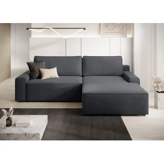TRENDMANUFAKTUR Eckcouch Polyester mit Bettkasten 3-Sitzer Grau