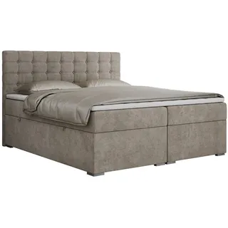 MKS Meble MKS Boxbett, Beige Struktur - H4 Rechteckig, 180x200 cm Schlafzimmer, Betten, Boxspringbetten