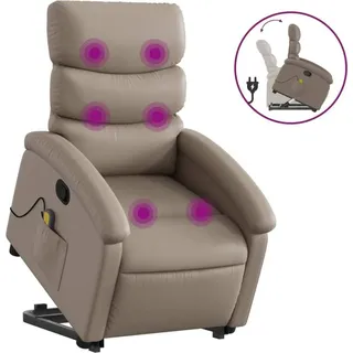 vidaXL Massagesessel mit Aufstehhilfe Cappuccino-Braun Kunstleder - Braun
