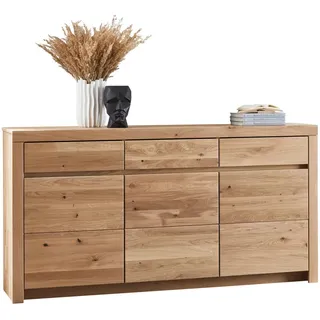 Valdera Sideboard , Wildeiche , Holz , Wildeiche , massiv , 3 Fächer , 3 Schublade(n) Schubladen , 190.1x98.6x42.1 cm , Goldenes M, Made in Germany, EN 71 , Typenauswahl, Beimöbel erhältlich, in verschiedenen Holzarten erhältlich , Holzmöbel, Wohnwände Holz, Wohnwand Serien Holz