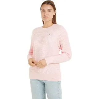 Tommy Hilfiger Damen Pullover Zopfmuster Strickpullover, Rosa (Delicate Pink), XL