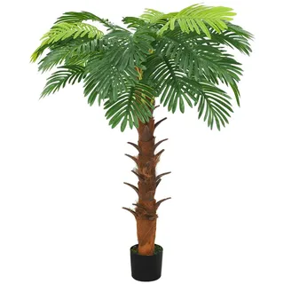 vidaXL Kunstpflanzen, Künstliche Palme Cycas mit Topf, 160 cm, aus Massivholz und Kunststoff, Grün , Holz , 160 cm , Dekoration, Blumen & Blumentöpfe, Kunstpflanzen