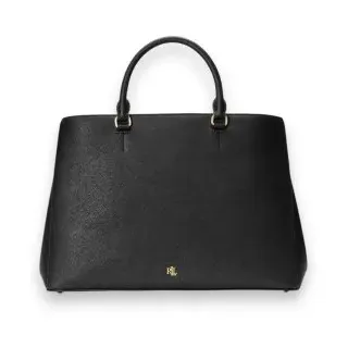 Lauren Ralph Lauren für Damen. 431898556005 Große Hanna Satchel-Tasche aus schwarzem Leder (OSFA), Lässig