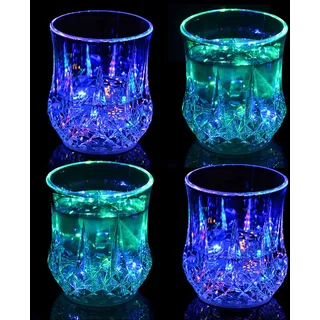 Leuchtend Becher 200ml Trinkbecher Blinklicht Trinkglas Lichteffekt Blitzbecher Schnapsgläser Plastik Cocktailglas Farbwechsel Champagnerbecher Einzigartig Bunt Pubglas Restaurant Geburtstag