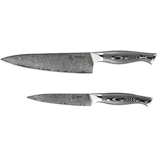 Messer Set Damast 2-tlg Kochmesser - Gemüsemesser
