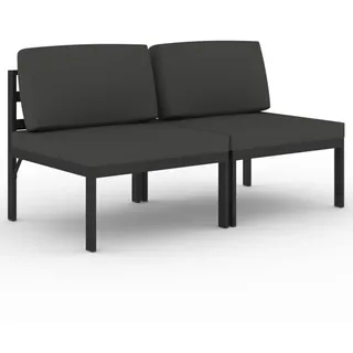 vidaXL Gartensofa 2-Sitzer mit Kissen Aluminium Anthrazit