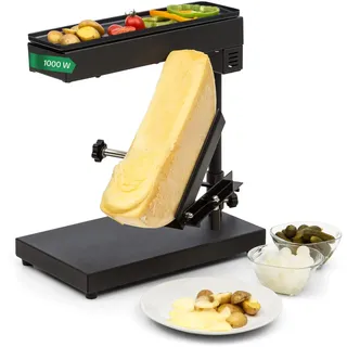 Klarstein Käse Raclette-Grill mit Edelstahl-Käse-Schmelzer, Dreh- & Verstellbarer Raclette Grill für am Stück, Robuster Schweizer 1000W Kleiner