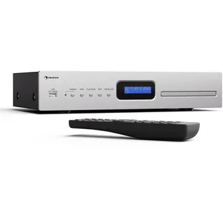 Auna Art22 CD Player HiFi Mit Slot-In Laufwerk, USB-Eingang, CD-MP3 Wiedergabe, Fernbedienung, Optische & Koaxiale Ausgänge – 130 W Klangqualität – Silber