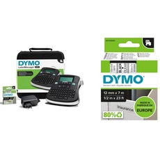 DYMO LabelManager 210D Beschriftungsgerät im Koffer | Etikettiergerät mit QWERTZ Tastatur & großem Grafikdisplay & Original D1-Etikettenband | schwarz auf transparent | 12 mm x 7 m