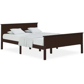 vidaXL Massivholzbett Dunkelbraun Kiefer 120x200 cm - Braun