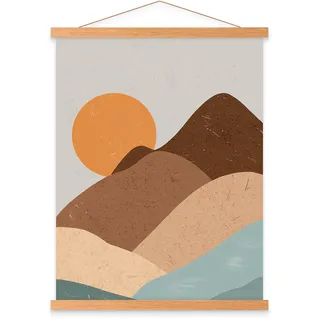 Benjia Magnetisch Posterschiene, Magnet Magnetische B4 Posterrahmen Holz Posterleiste Posterhänger für drucken Kunstwerk (25cm, Teakholz)