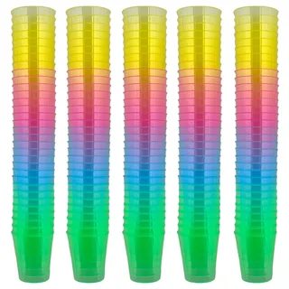 MIJOMA Unzerbrechliche Schnapsgläser aus Kunststoff, Robuste Shotgläser. Jello Shots, Desserts, Party, Hochzeit, Geburtstag. Geschirrspülergeeignet, Wiederverwendbar. 29ml (Regenbogen, 160 Stück)