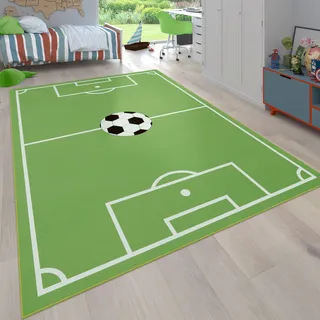 Paco Home Kinderteppich Spiel-Teppich, Für Kinderzimmer Mit Fußball-Motiv, In grün, 200x290 cm - Paco Home