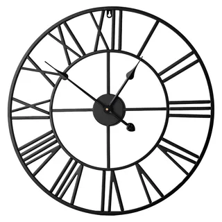 Metall Wanduhr 80 cm schwarz stumm Europäisches modernes Dekor - Schwarz