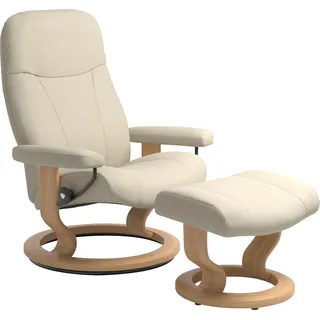 Stressless Stressless® »Garda«, (Set, Relaxsessel mit Hocker), mit Hocker, mit Classic Base, Größe M, Gestell Eichefarben Stressless® cream BATICK,