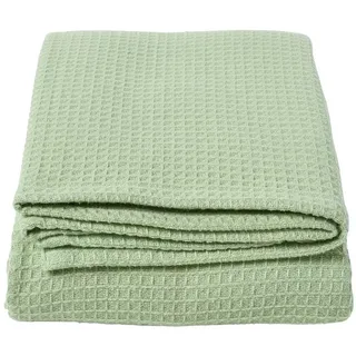 Homescapes - 100% Bio-baumwolle Waffeldecke Lindgrün, 230 X 230 cm,