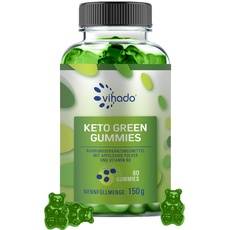 Vihado Keto Green Gummies, Gummibärchen für den Stoffwechsel mit Vitamin B6, Fruchtgummis für Keto-Diät, Keto Gummies, 60 Stück