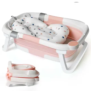 Baby Badewanne Faltbar Babywanne Klappbare Einsatz Babybadewanne Faltbare Neugeborenen kinderbadewannen Badewannen Klappbar Wanne Dusche Neugeborene Badewannenaufsatz Kinder Foldable Bath Tub Rosa