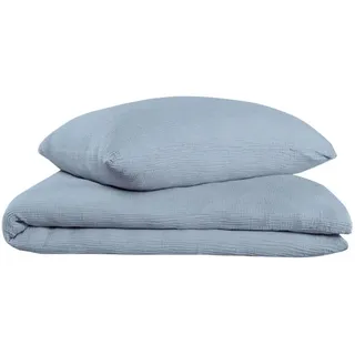 oh cosy »Sally aus superweichem Musselin, 135x200cm + 80x80cm« 2 Stk., tlg. Made in Green, blau