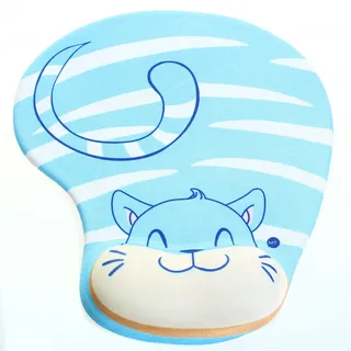 HIMRY Mauspad mit Gel, Cartoon-Stil Handgelenkunterlage, Blaue Katze KXC5100 Bluecat