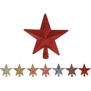 Christbaumspitze Rot Weihnachtsbaumspitze Stern Baumspitze Christbaum Spitze Dekoration Ornamente Weihnachten Weihnachtsdeko Christbaumschmuck Weihnachtsstern Kunststoff Glitzer ca. 18 cm