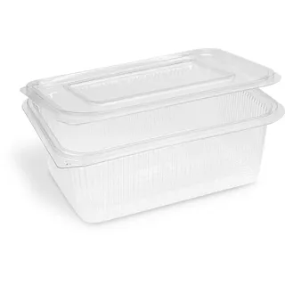 Rechteckbecher klar mit Deckel 1000 ml (rPET), 50 Stk.