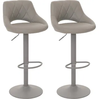 2er-Set Barhocker HWC-N64, Barstuhl Tresenhocker, Fußablage drehbar, Kunstleder Metall grau - Grau