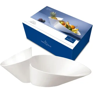Villeroy & Boch - Newwave Eye-Catcher Doppelschale, Spülmaschinenfest, Mikrowellensicher, Salatschüssel, Schale, Obstschale, Snackschale, Geschirr Weiß, Groß, Premium Porzellan
