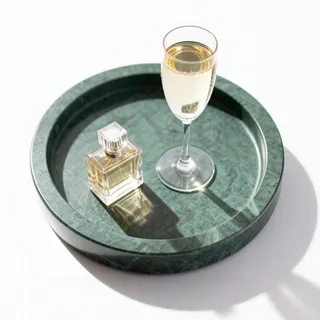 WORHE Natürlicher Marmor Tablett für Ringe und Schmuck Schale, 5,9-Zoll-Runde dekorative Tablett, Marmor Tablett für Küche, Eitelkeit, Bad, Home Décor - Grün