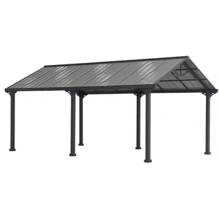 Sunjoy Carport Eiger 6,10 x 3,67 m grau pulverbeschichtet