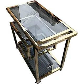Casa Padrino Luxus Servierwagen Gold / Schwarz 83 x 42 x H. 78 cm - Edelstahl Trolley mit getönten Glasscheiben - Luxus Accessoires - Gold